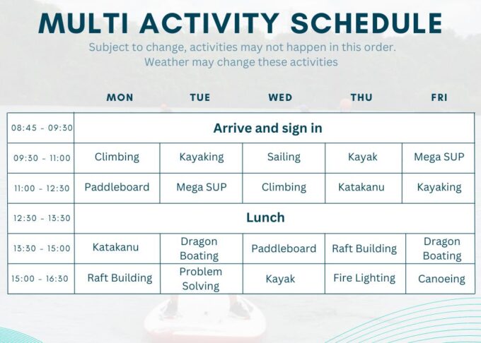 Easter Multi Activity Schedule